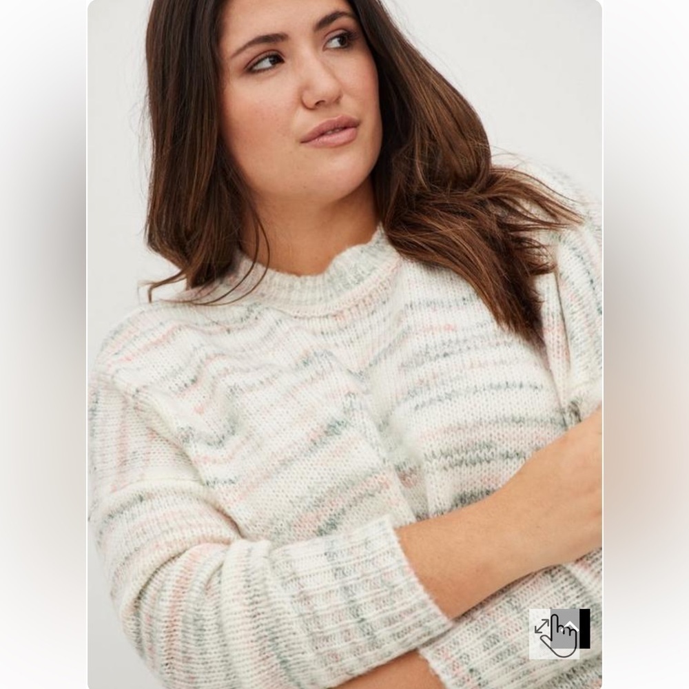 Torrid Cloud Dancer Drop Shoulder Pullover Sweate… - image 1